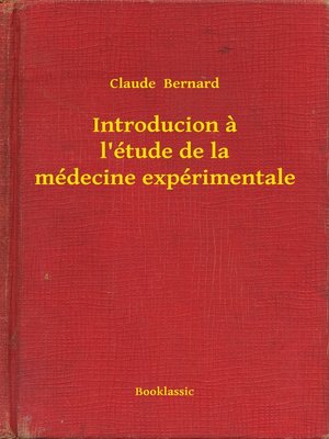 cover image of Introducion a l'étude de la médecine expérimentale